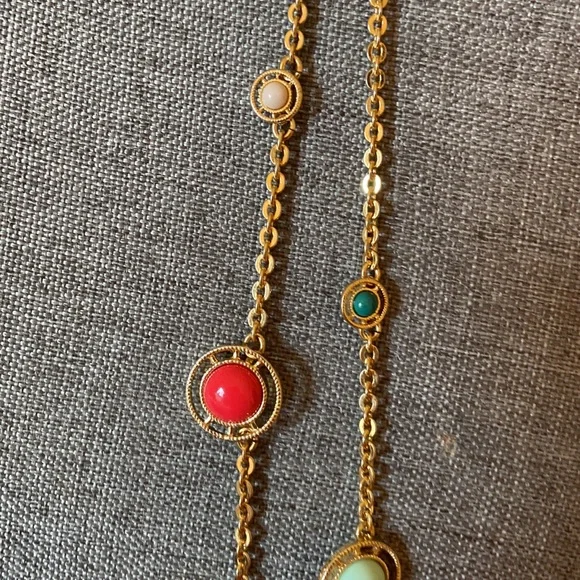 Vintage 90s Signed Talbots LONG COLORFUL NECKLACE - Picture 3 of 5